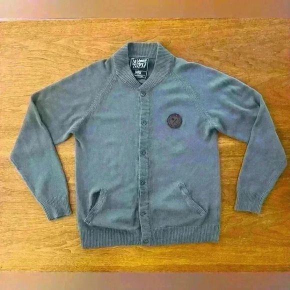Us Versus Them Men’s Cardigan Sweater In Olive Gray Size Large EUC! - Picture 2 of 8